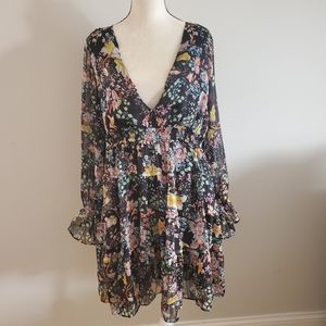 Free people long sleeve floral flowy dress